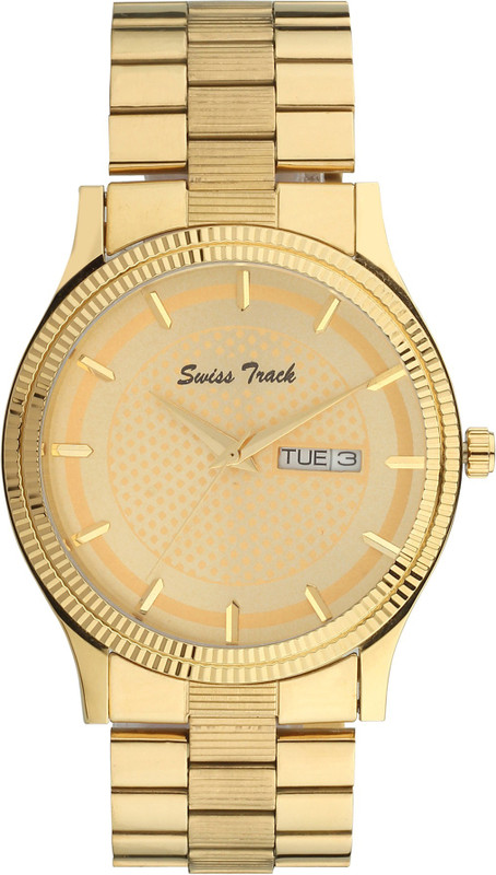 swiss track STT03 Exclusive Robust Golden Dial Day&Date Analog Watch Gold-03 Analog Watch  - For Men