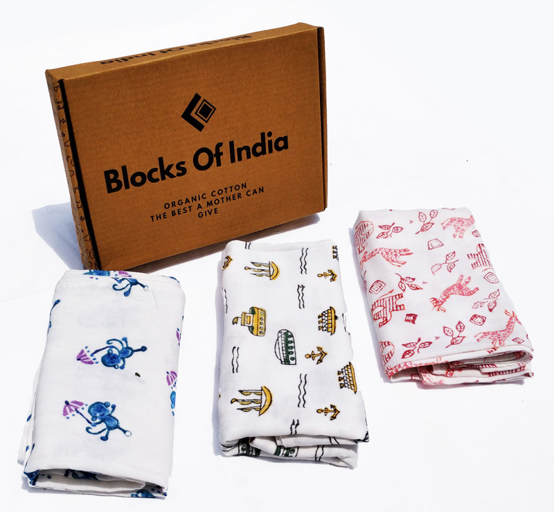 blockofind Animal, Cartoon Crib Swadding Baby Blanket(Cotton, White)