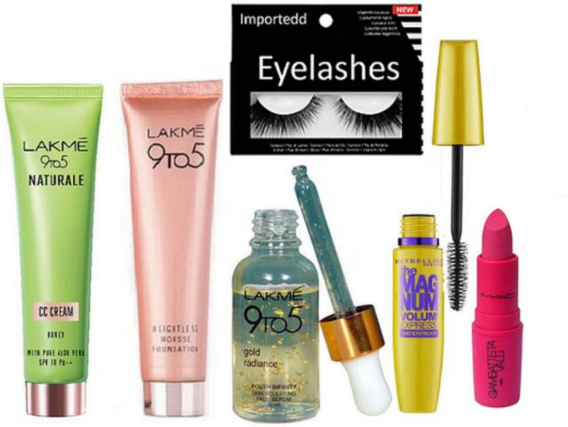 importedd Eyelashes, Face Serum, Foundation, Cream, lipstick,magnum mascara(Set of 6)