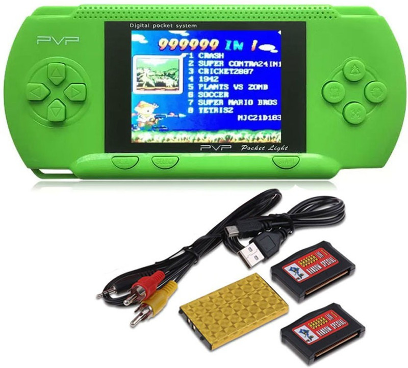 KLUZIE 8bit Handheld Game Player Video Game Console 8 GB with Mario, DR MARIO, CONTRA, CRICKET GAME, TURTLE, SUPER MARIO(Green)