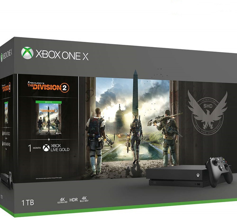 Microsoft One X 1TB Console - Tom Clancy's the Division 2 Bundle 1000 GB with Tom Clancy the Division 2(Black)