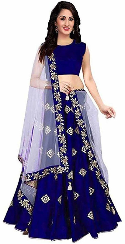 parej fashion Embroidered Semi Stitched Lehenga Choli(Blue)