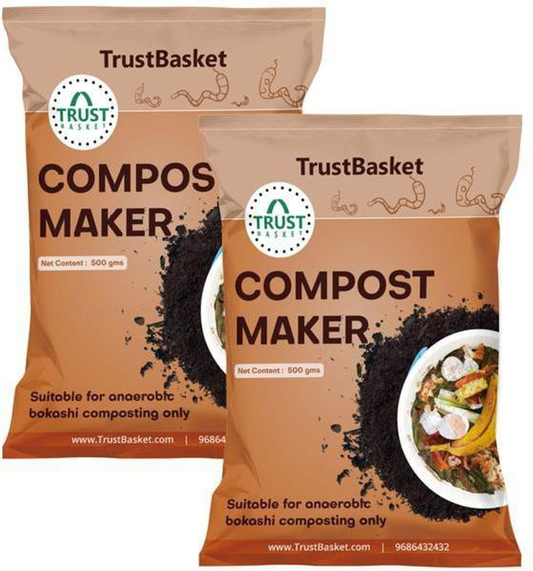 TrustBasket Set of 2 BOKASHI Compost Maker powder - 500gms Manure(1 kg, Powder)