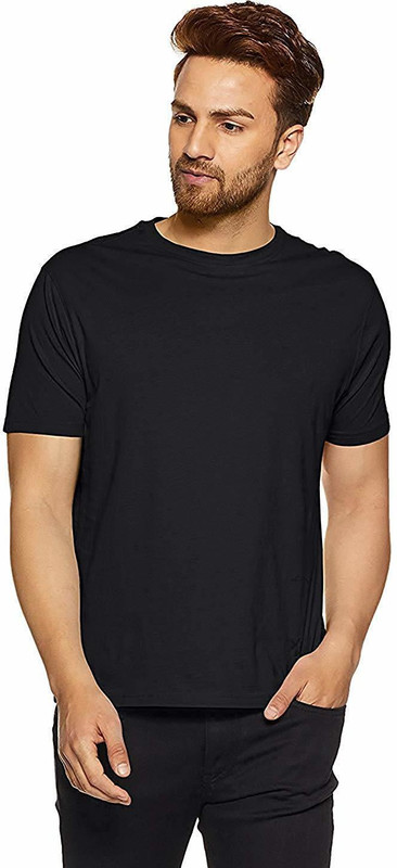 wearindia Solid Men Round Neck Black T-Shirt
