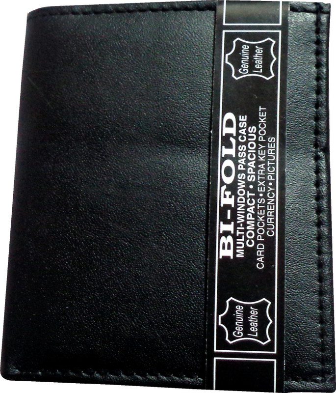 specific Men Black Genuine Leather, Artificial Leather Wallet(6 Card Slots)
