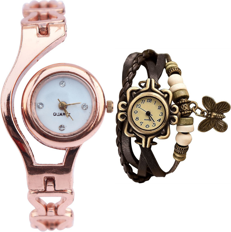 Groot Latest Tread Chain And Butterfly Rose Gold And Brown Color G69 G61 Combo Watch Analog Watch For Girls Buy Online In Faroe Islands At Faroe Desertcart Com Productid