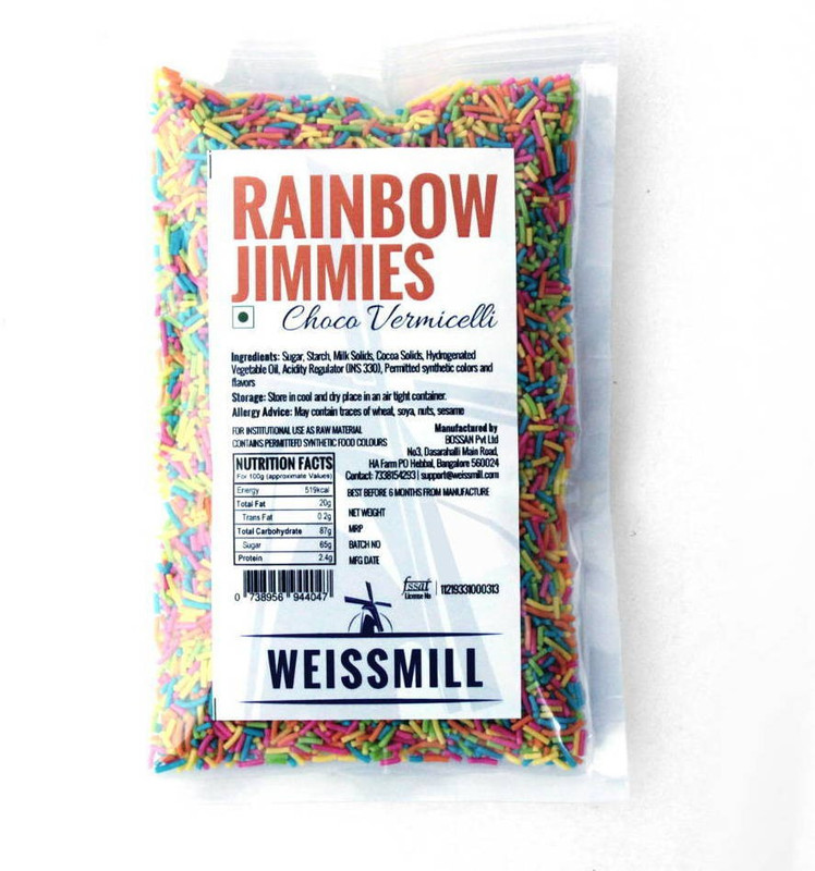 weissmill Rainbow Jimmies or Choco Vermicelli Sprinkles(100 g, Fruit Flavor)