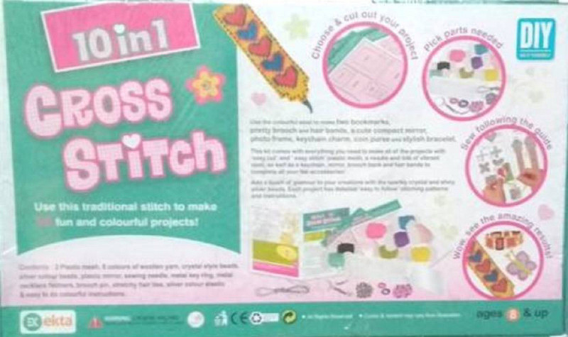 pari enterprises 10 IN 1 CROSS STITCH FUN COLOURFUL PROJECTS Board Game
