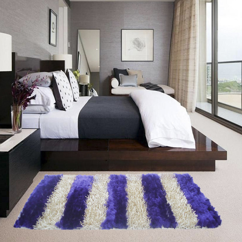 glamkart Purple, White Cotton Area Rug(55 cm  X 140 cm)