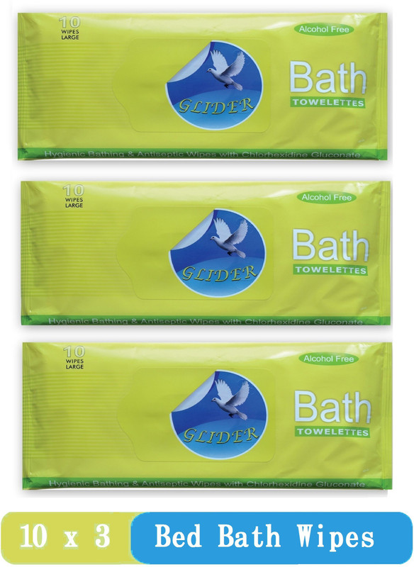 GLIDER Hygenic and Antiseptic Large Bath Wipes ( Pack of 3 )(30 Tissues)