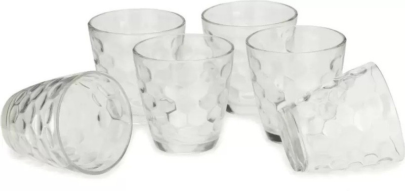 bazzar gali Unbreakable Crystal clear Drinking Glasses/ Transparent/ Glass Set(Plastic, 250 ml, Multicolor, Pack of 6)