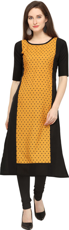 aaliya fashion Women Printed, Geometric Print Straight Kurta(Yellow)