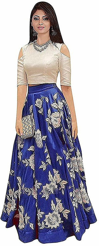 parej fashion Embroidered Semi Stitched Lehenga Choli(Blue)