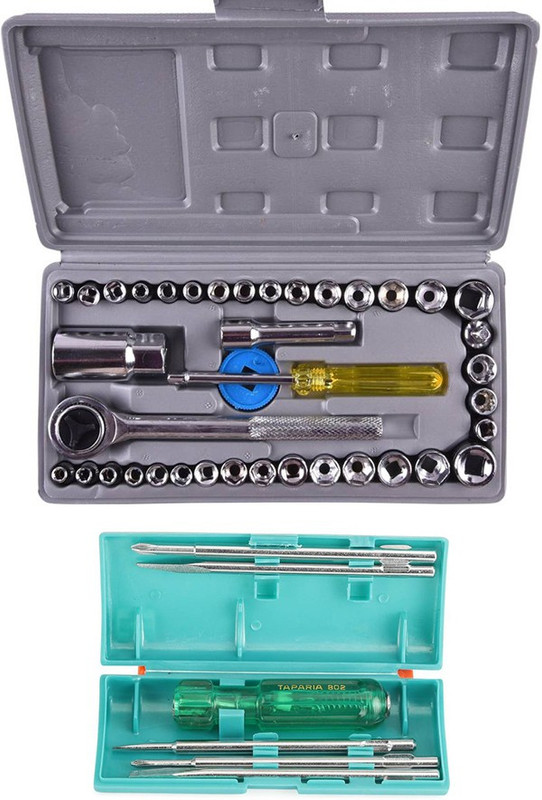 burhani tools 40 pcs socket set and 802 5 pc screwdriver set pack of 2 Power & Hand Tool Kit(2 Tools)