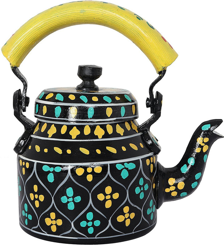 ihandikart Hand Painted Figurine Aluminium Decorative Tea Kettle Pot (1 L, 22 cm, ) Decorative Showpiece  -  22 cm(Aluminium)