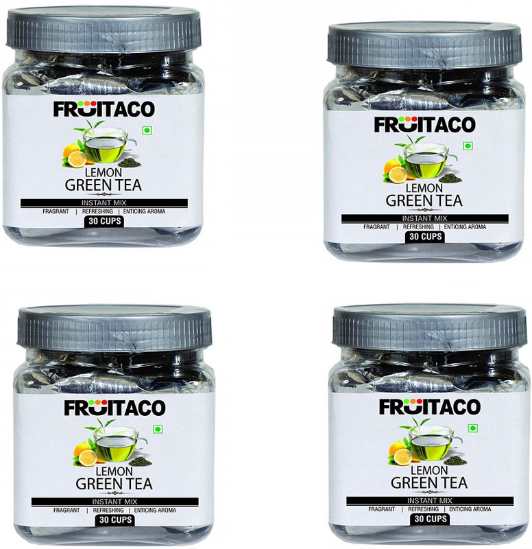 fruitaco Green Tea with Lemon Twist 30 Cups Instant Mix ( pack of 4) Lemon Green Tea Bags Plastic Bottle(358 g)