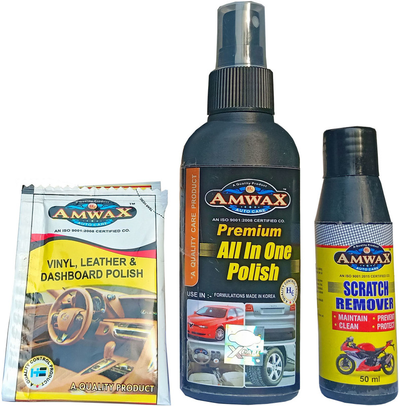 amwax All in one Polish 120 ml, Scratch Remover 50 ml, Dashboard Polish 10 ml x 2 Pcs. Combo