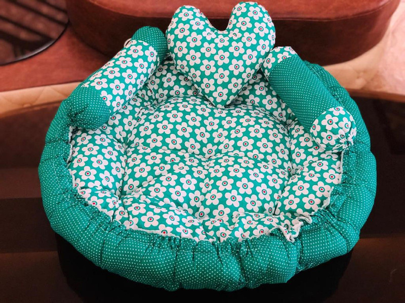 new click shop Baby TUB Bed Round (4 in 1 uses) Baby Bedding Set Round & Heart Shape(Fabric, Green)