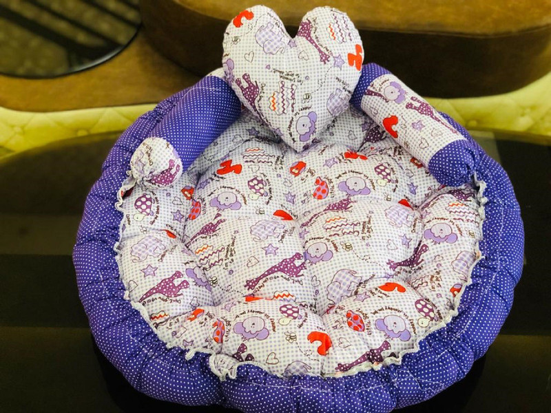 new click shop Baby TUB Bed Round (4 in 1 uses) Baby Bedding Set Round & Heart Shape(Fabric, Blue)