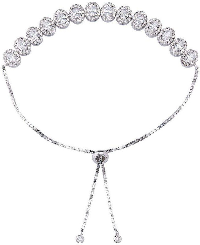 izaara Sterling Silver Cubic Zirconia Sterling Silver Bracelet