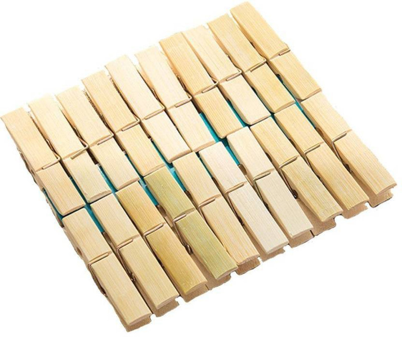 Hiya Bamboo Cloth Clips Pegs, Made of Real Wooden (Set of 20) Wooden Cloth Clips(Beige Pack of 20)