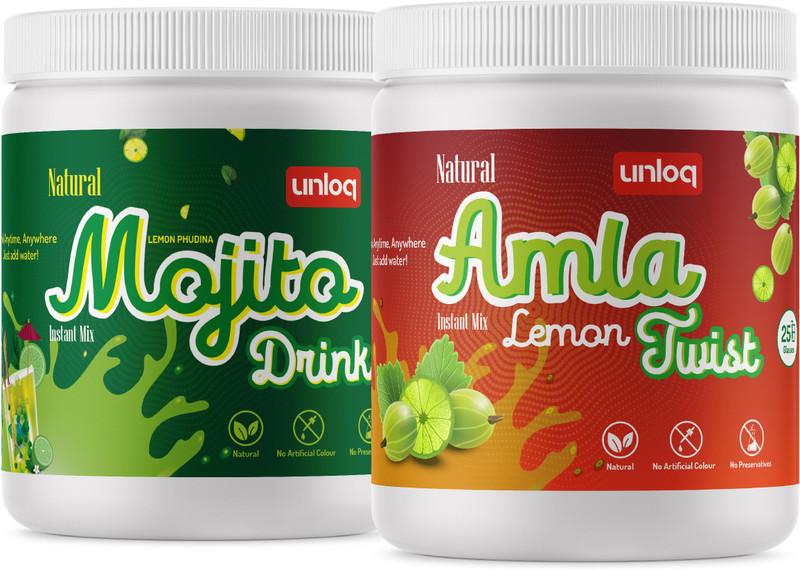 unloq Mojito Drink (Lemon Mint) & Amla Lemon Twist, 375g Each(750 g)