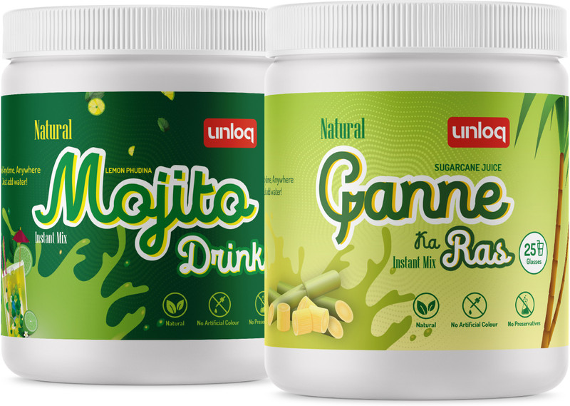 unloq Mojito Drink (Lemon Mint) & Ganne Ka Ras (Sugarcane Juice), 375g Each(750 g)