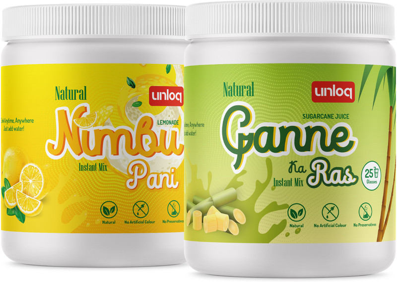 unloq Nimbu Pani (Lemonade) & Ganne Ka Ras (Sugarcane Juice), 375g Each(750 g)