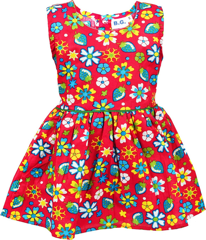 mitsy Girls Midi/Knee Length Casual Dress(Pink, Sleeveless)