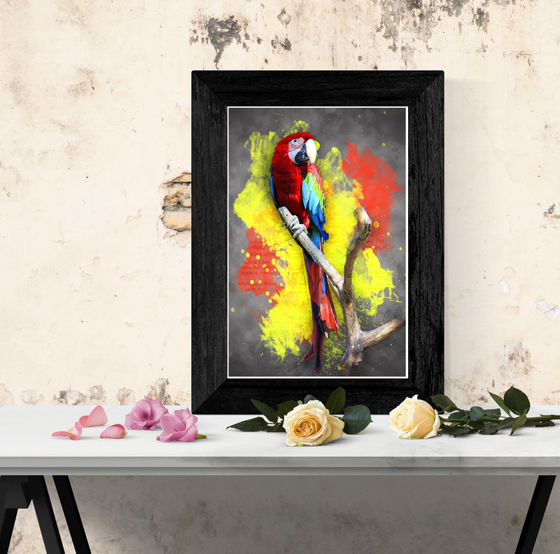 Coloured parrot poster (12x18 inch) Fine Art Print(18 inch X 12 inch)