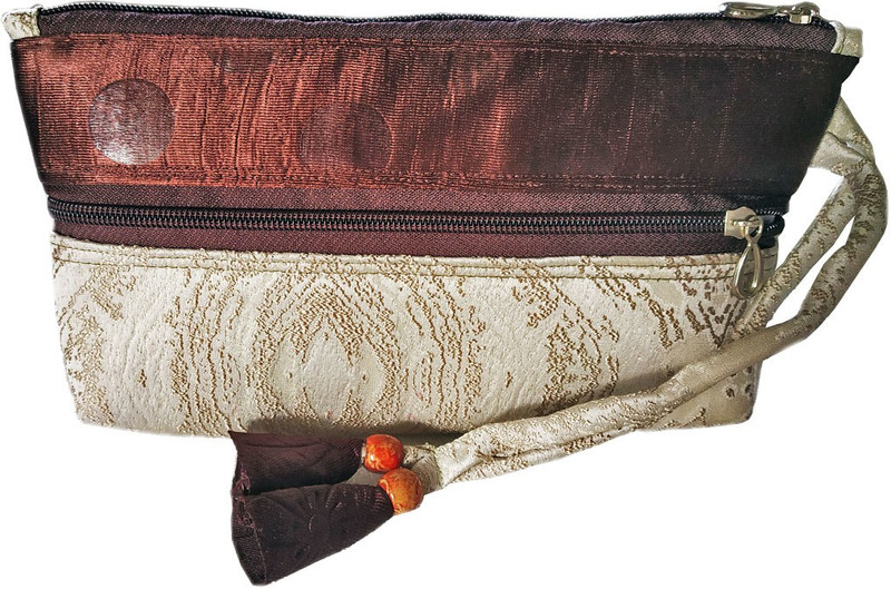 auk Pista & Coffee Color Wrist Hand Purse. SKU ID : PCCWHP 0242 Wristlet(Brown)