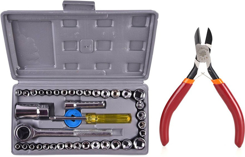 burhani tools 40 pcs socket set and mini diagonal plier 1405 pack of 2 Power & Hand Tool Kit(2 Tools)