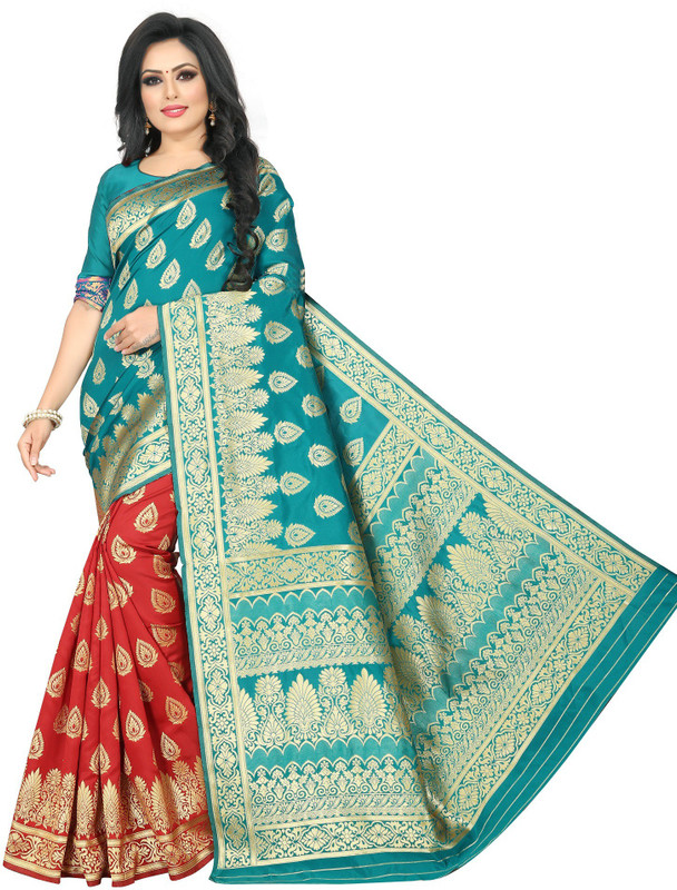 mangalam fashion Woven Banarasi Poly Silk Saree(Magenta, Red)