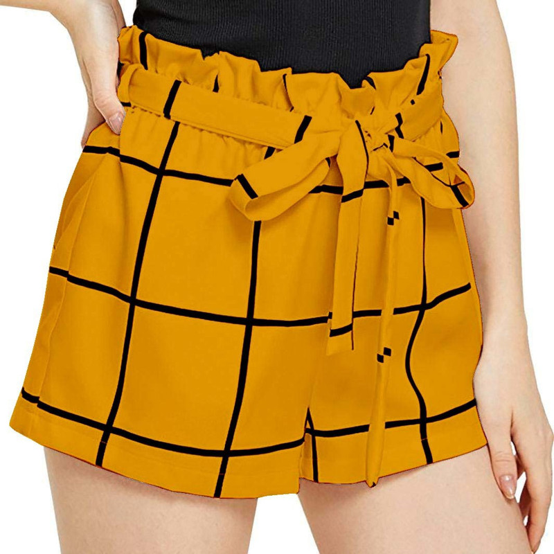khodal Checkered Women Reversible Yellow Skort