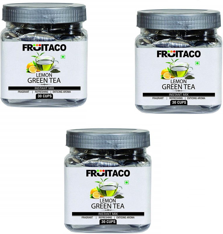 fruitaco Green Tea with Lemon Twist 90 Cups Instant Mix Pack of 3 Lemon Green Tea Bags Plastic Bottle(360 g)