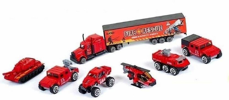saiyanshi Mini Die Cast Metal Fire Rescue Vehicle Toy Set(Red)