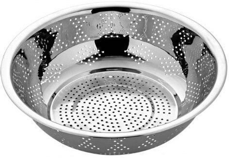 EGLOB Steel Rice Strainer / Colander - 26 cm Colander(Silver Pack of 1)