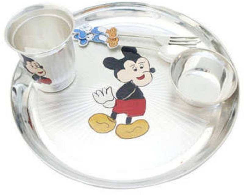 krishna fancy jewellers MICKEY MOUSE DESIGN SILVER DINNER SET (SILVER SET) Dinner Set(Silver)