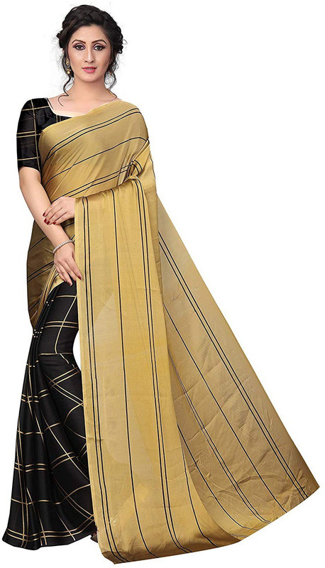 women mall Plain Fashion Silk Blend Saree(Yellow)
