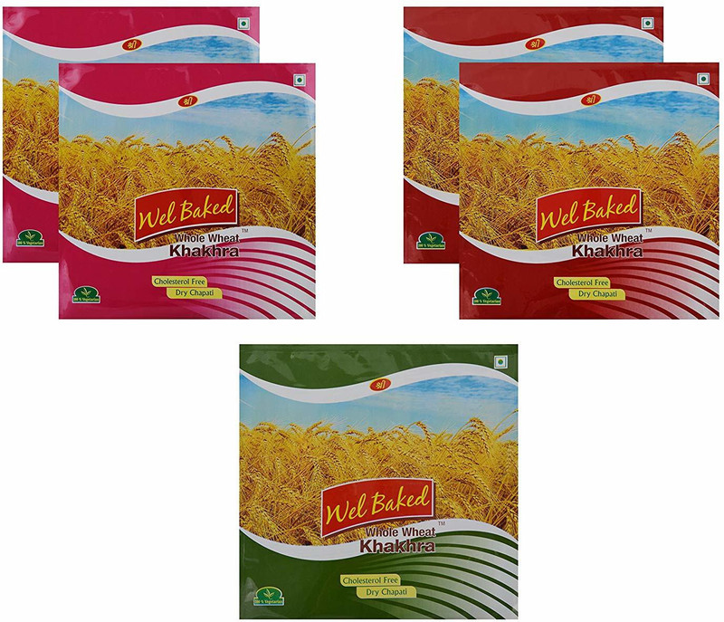 wel baked Tomato Chilly, Pav Bhaji and Pani Puri Khakhra, 1 kg (Combo of 5)(Pack of 5, 5 x 0.2, 1 kg)