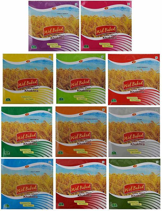 wel baked Masala Combo Khakhra, 2.2 kg (Combo of 11)(Pack of 11, 11 x 0.2, 2.2 kg)