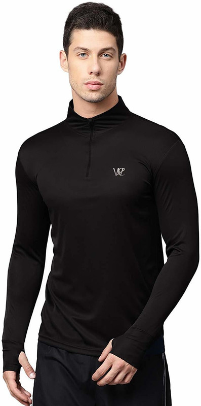 arya Solid Men Round Neck Black T-Shirt