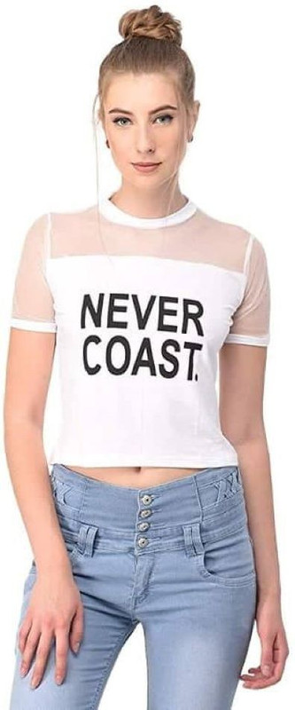 dpfashions Casual Half Sleeve Printed Women White Top