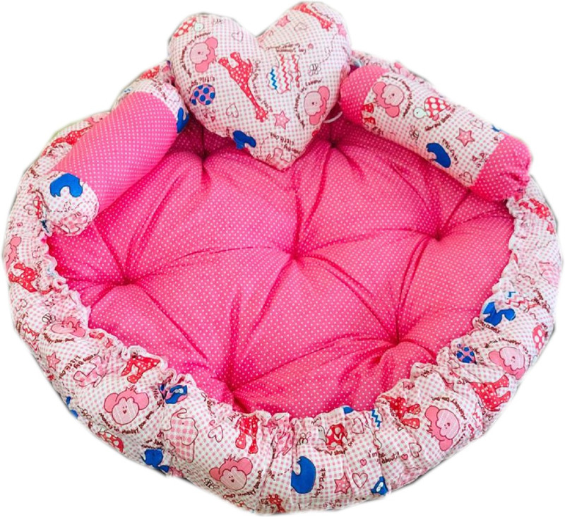new click shop Baby TUB Bed Round (4 in 1 uses) Baby Bedding Set Round & Heart Shape(Fabric, Pink)