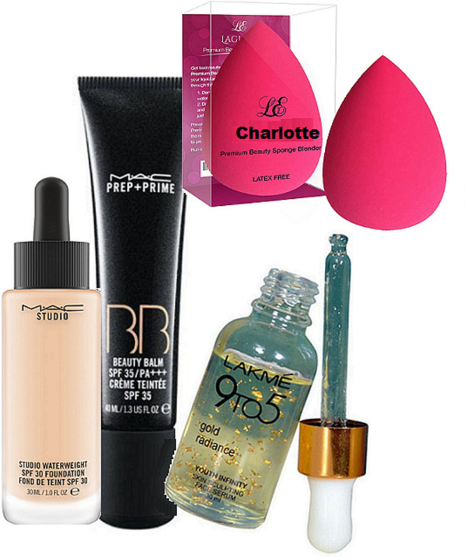 charlotte Spongy puff, foundation, cream, face serum(4 Items in the set)