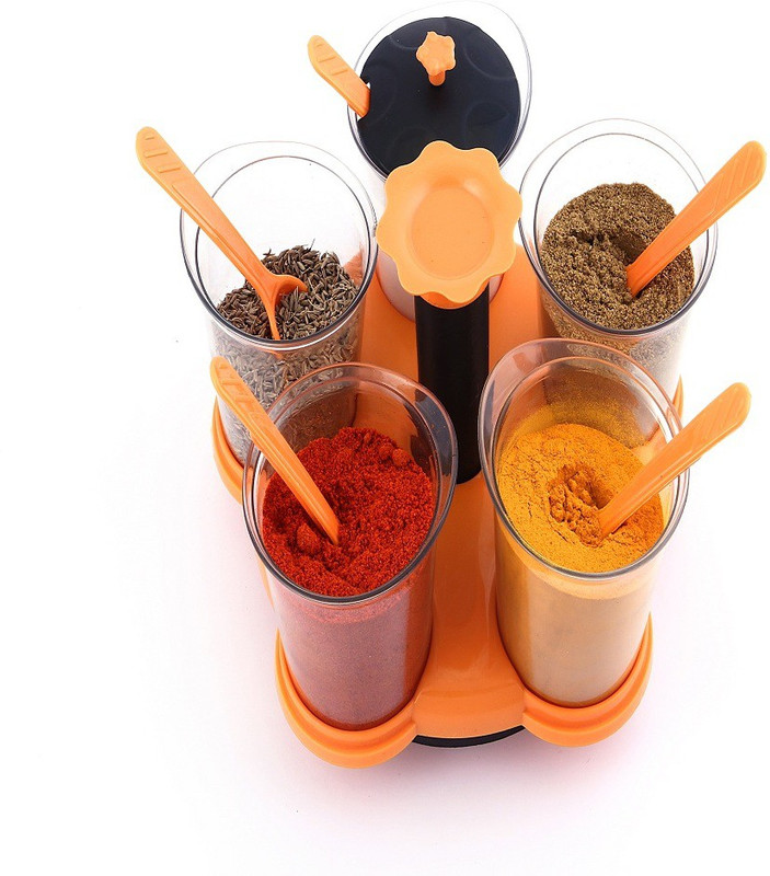 jay balaji 360 Degree Revolving 5 Jar Multipurpose Diniing Stand 1 Piece Spice Set(Plastic)