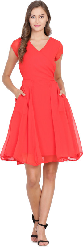 shaper Women Fit and Flare Orange Dress