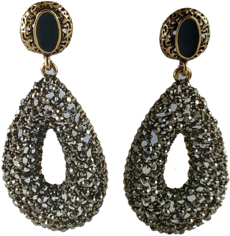 felcon Teardrop Shaped Stylish Golden Earrings For Women/Girls Metal Stud Earring
