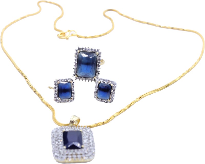 NITYANAND CREATIONS Brass Jewel Set(Blue)