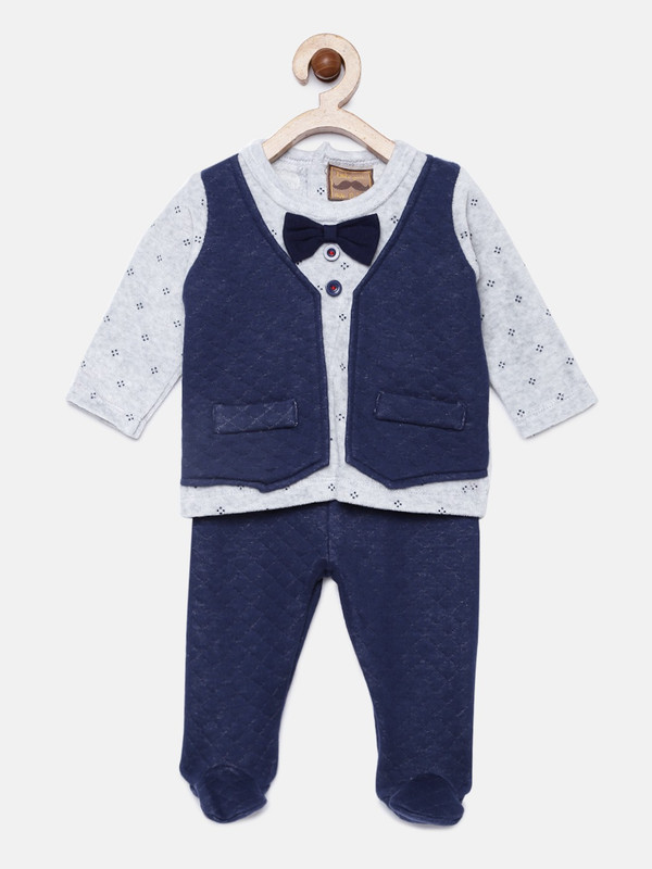 little gent Boys Casual T-shirt Pyjama(Blue)